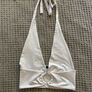 White O-Ring Cropped Halter